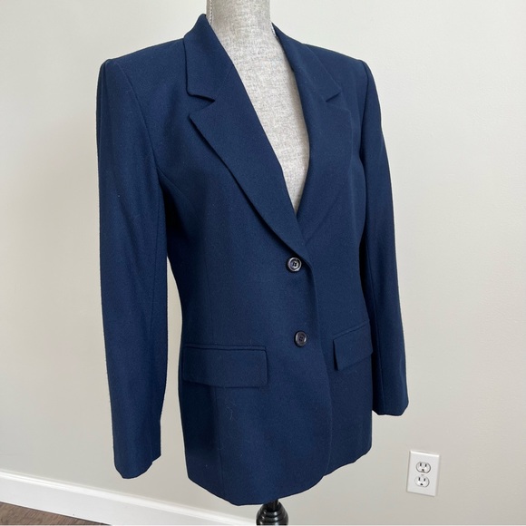 Pendleton Blazer Vintage Classic Virgin Wool Dress Jacket Navy Blue 8 - Picture 8 of 17